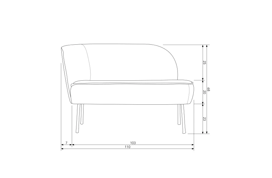 BePureHome Vogue Lounge Fauteuil Links Fluweel Honing Geel 8 BePureHome Vogue Lounge Fauteuil Links Fluweel Honing Geel - Afbeelding 8