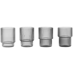 Ferm Living Ripple Glazen Set Van 4 Gerookt Glas Klein