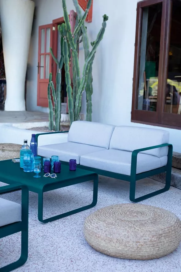 Fermob Bellevie 2-zits Loungebank Kussen Flannelgrijs Acapulco Blue 10 Fermob Bellevie 2-zits Loungebank Kussen Flannelgrijs Acapulco Blue - Afbeelding 10