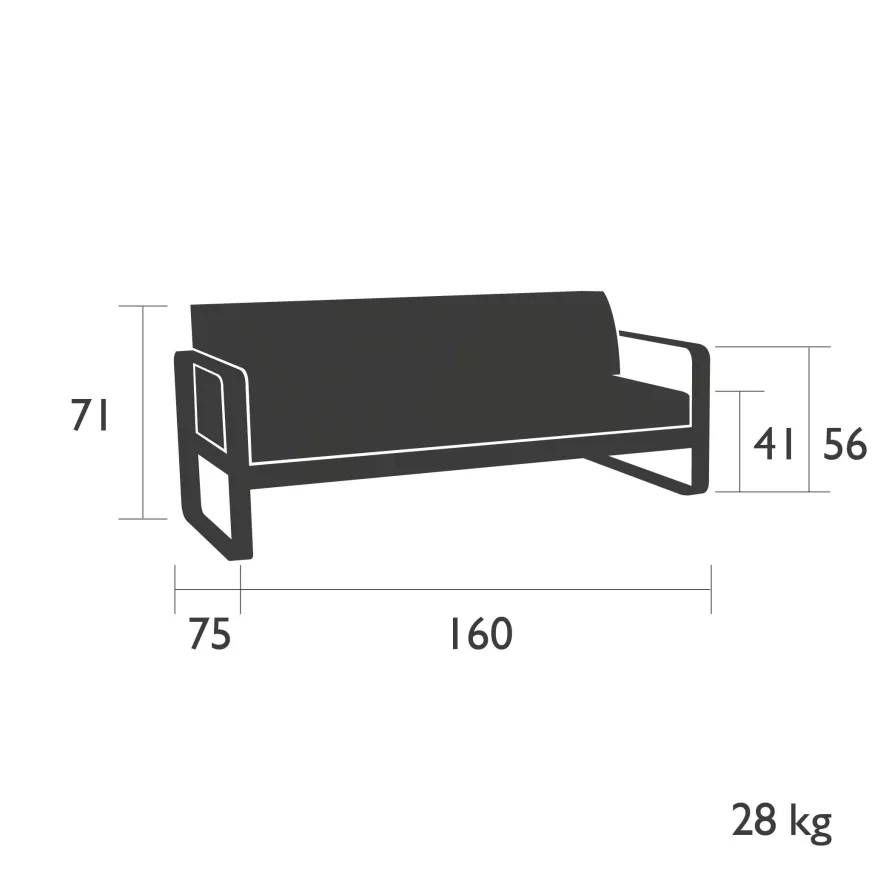 Fermob Bellevie 2-zits Loungebank Kussen Antraciet Lapilli Grey 8 Fermob Bellevie 2-zits Loungebank Kussen Antraciet Lapilli Grey - Afbeelding 8