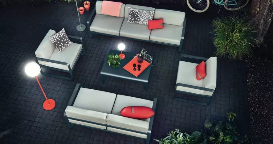 Fermob Bellevie 2-zits Loungebank Kussen Flannelgrijs Acapulco Blue 3 Fermob Bellevie 2-zits Loungebank Kussen Flannelgrijs Acapulco Blue - Afbeelding 3