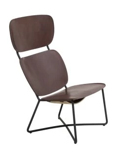 Functionals Miller Fauteuil Hoog Zwart Frame Donkerbruin Leer