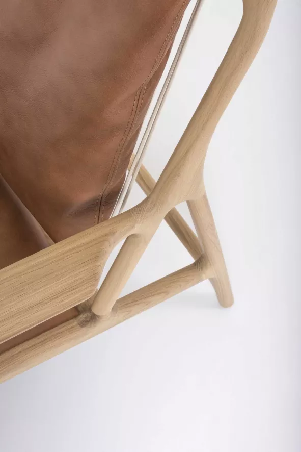 Gazzda Dedo Lounge Chair Whitewash Dakar Leather Whiskey 2732 11 Gazzda Dedo Lounge Chair Whitewash Dakar Leather Whiskey 2732 - Afbeelding 11