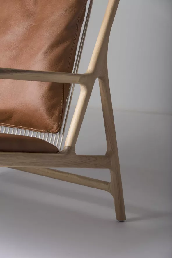 Gazzda Dedo Lounge Chair Whitewash Dakar Leather Whiskey 2732 19 Gazzda Dedo Lounge Chair Whitewash Dakar Leather Whiskey 2732 - Afbeelding 19