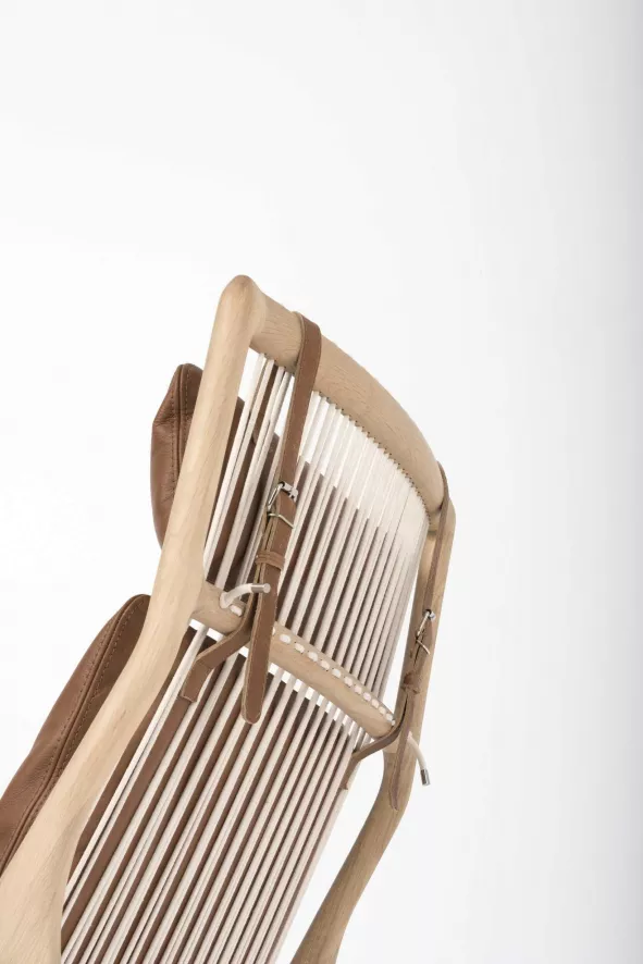 Gazzda Dedo Lounge Chair Whitewash Dakar Leather Whiskey 2732 4 Gazzda Dedo Lounge Chair Whitewash Dakar Leather Whiskey 2732 - Afbeelding 4