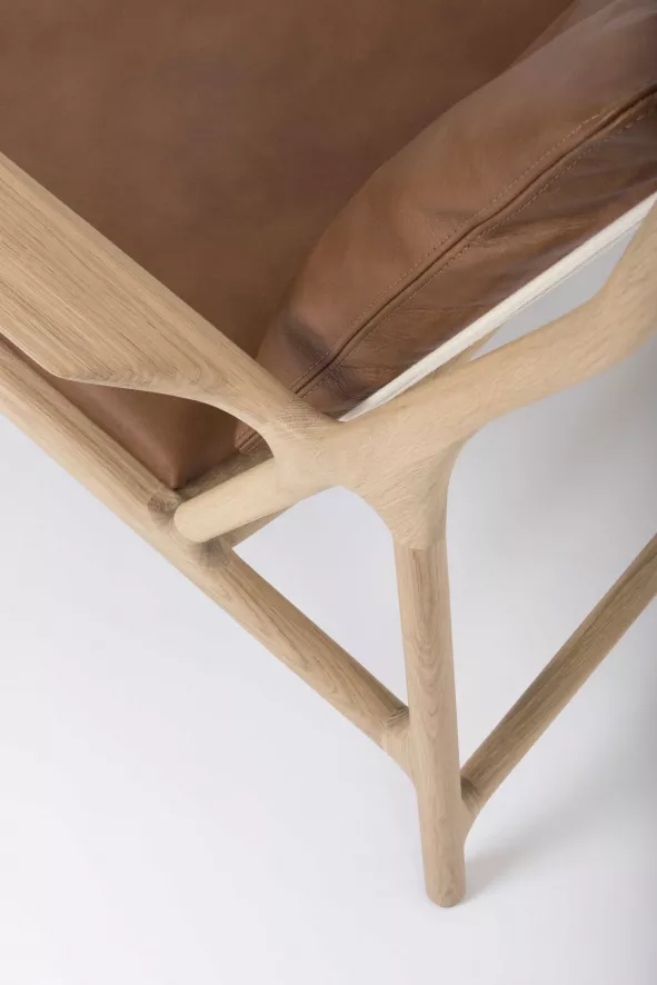 Gazzda Dedo Lounge Chair Whitewash Dakar Leather Whiskey 2732 5 Gazzda Dedo Lounge Chair Whitewash Dakar Leather Whiskey 2732 - Afbeelding 5