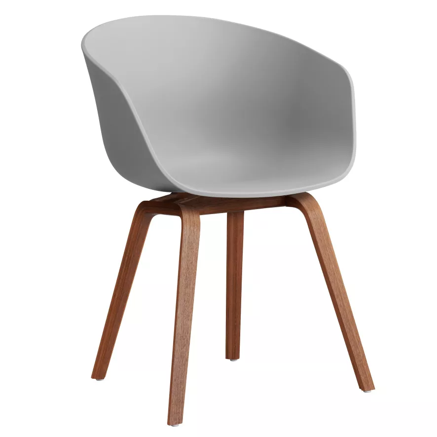 Hay AAC22 Stoel Gelakt Walnoot Onderstel Concrete Grey 1 Hay AAC22 Stoel Gelakt Walnoot Onderstel Concrete Grey