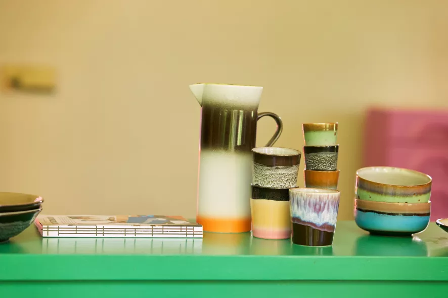 HKliving 70's Ceramic Dessert Schaal Set Van 4 Reef 5 HKliving 70's Ceramic Dessert Schaal Set Van 4 Reef - Afbeelding 5