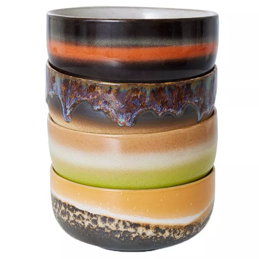 HKliving 70's Ceramic Dessert Schaal Set Van 4 Reef 16 HKliving 70's Ceramic Dessert Schaal Set Van 4 Reef - Afbeelding 16