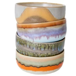 HKliving 70's Ceramic Dessert Schaal Set Van 4 Reef