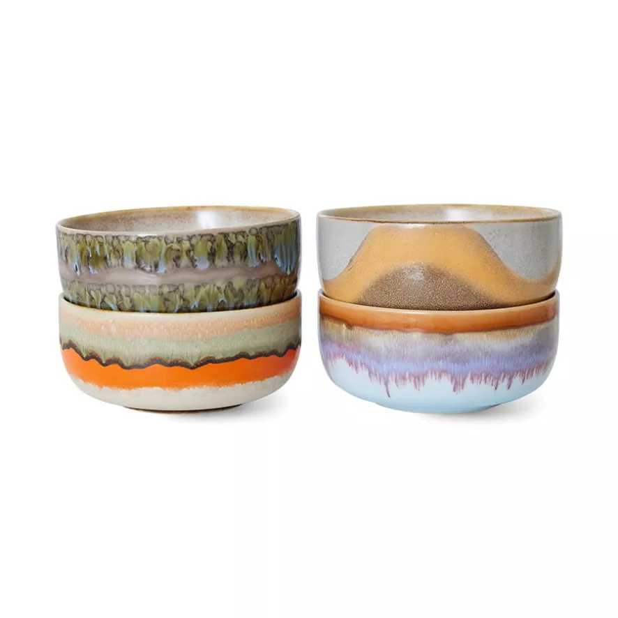 HKliving 70's Ceramic Dessert Schaal Set Van 4 Reef 17 HKliving 70's Ceramic Dessert Schaal Set Van 4 Reef - Afbeelding 17