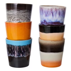 HKliving 70's Ceramic Koffie Mok Koffiekopjes Set Van 6 Stellar