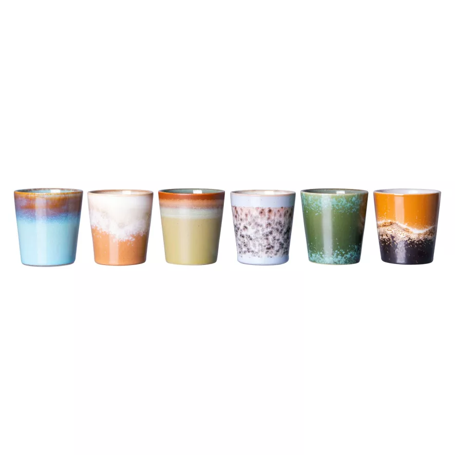 HKliving 70's Ceramic Koffie Mok Koffiekopjes Set Van 6 Stellar 5 HKliving 70's Ceramic Koffie Mok Koffiekopjes Set Van 6 Stellar - Afbeelding 5