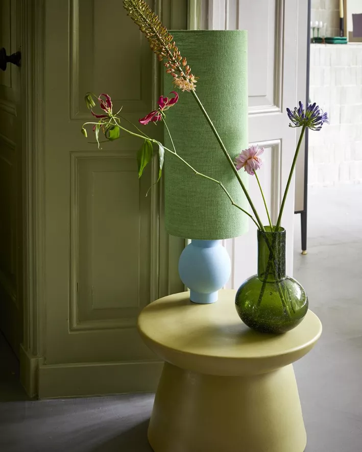 HKliving Ceramic Ice Blue Tafellamp Floral Kap 2 HKliving Ceramic Ice Blue Tafellamp Floral Kap - Afbeelding 2