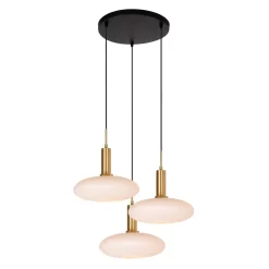 Lucide Singala 3 Cluster Hanglamp Rond Opaal/messing