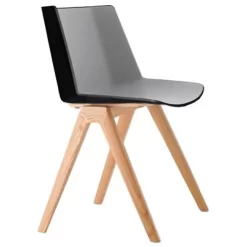 MDF Italia Aïku Wood Stoel Naturel Eiken Onderstel Zwart - Dark Grey