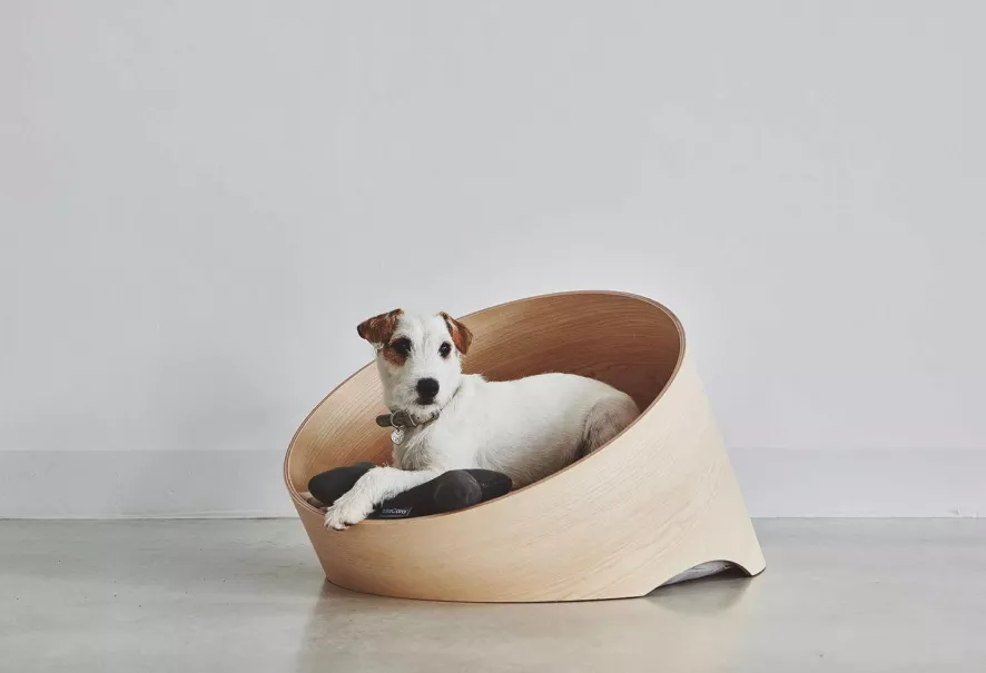 MiaCara Covo Hondenmand Ø60 Walnoot, Kussen Taupe 5 MiaCara Covo Hondenmand Ø60 Walnoot, Kussen Taupe - Afbeelding 5
