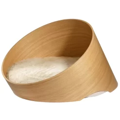 MiaCara Covo Kattenmand Ø60 Eiken, Kussen Ivory