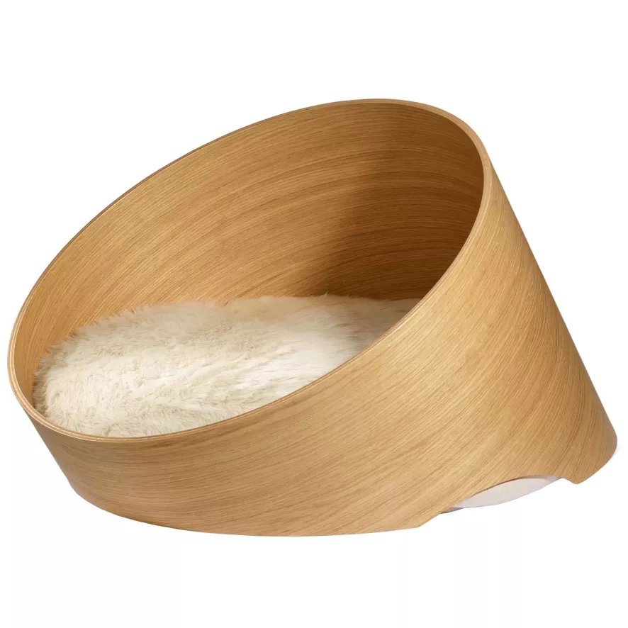 MiaCara Covo Kattenmand Ø60 Eiken, Kussen Ivory 1 MiaCara Covo Kattenmand Ø60 Eiken, Kussen Ivory