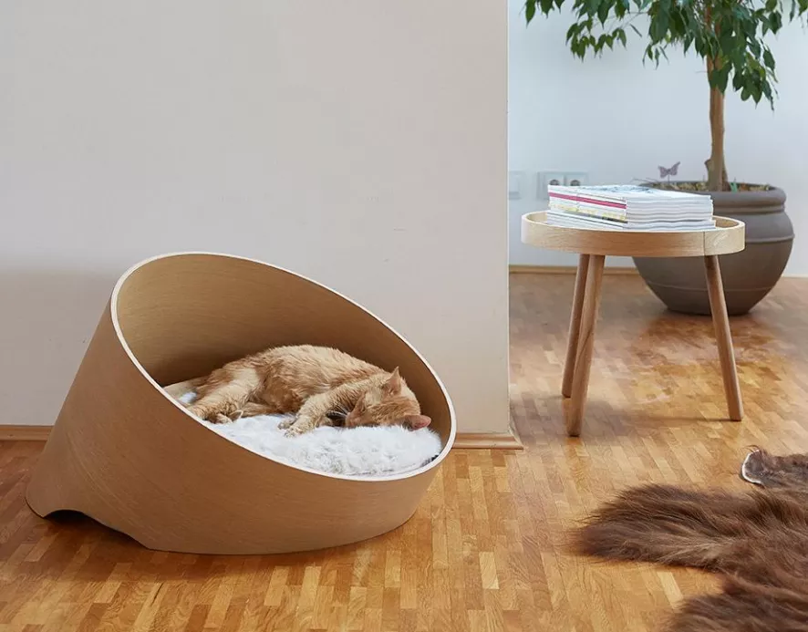 MiaCara Covo Kattenmand Ø60 Eiken, Kussen Ivory 3 MiaCara Covo Kattenmand Ø60 Eiken, Kussen Ivory - Afbeelding 3