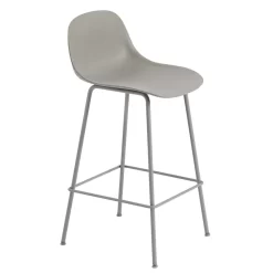 Muuto Fiber Backrest Tube Barkruk 65cm Grijs