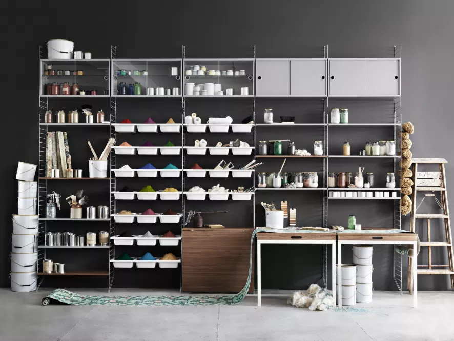 String Furniture Vitrinekast 78 X 30 X 42 Cm Zwart Gebeitst Essen 4 String Furniture Vitrinekast 78 X 30 X 42 Cm Zwart Gebeitst Essen - Afbeelding 4