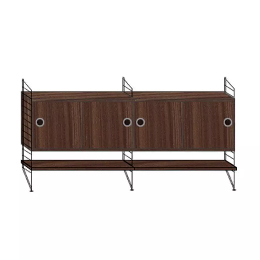 String Furniture Dressoir Medium, Zwart/walnoot 2 String Furniture Dressoir Medium, Zwart/walnoot - Afbeelding 2