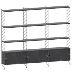 String Furniture Hoge Kast Large, Zwart