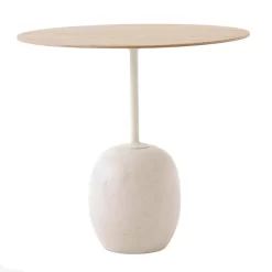 &tradition Lato Bijzettafel Ovaal 40x50 Eiken Gelakt Crema Diva Marmer